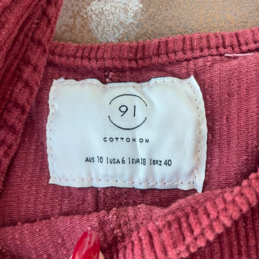 Cotton on Burgundy corduroy mini dress sz small - Picture 6 of 6